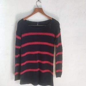 GAP Navy and Red Striped Knit Pullover Sweater